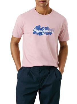 Camiseta Pepe Jeans Milton rosa para homem.