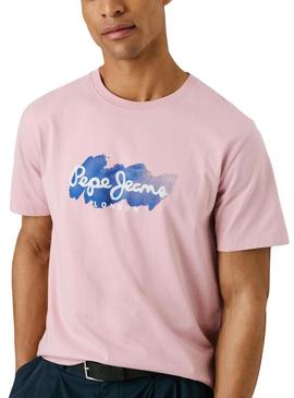 Camiseta Pepe Jeans Milton rosa para homem.