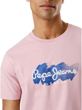 Camiseta Pepe Jeans Milton rosa para homem.