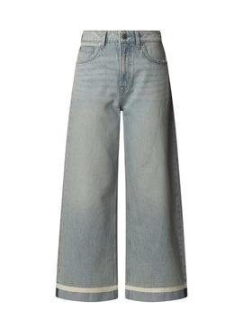 Calça jeans Pepe Jeans Wide Trun Up para mulher.