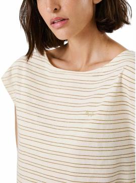 Camiseta Pepe Jeans Alex bege para mulher.