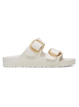 Sandálias Birkenstock Arizona Big Buckle branco para mulheres.