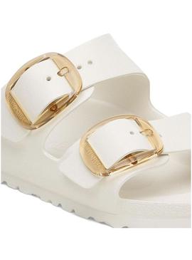 Sandálias Birkenstock Arizona Big Buckle branco para mulheres.
