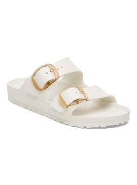 Sandálias Birkenstock Arizona Big Buckle branco para mulheres.