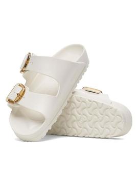 Sandálias Birkenstock Arizona Big Buckle branco para mulheres.
