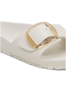 Sandálias Birkenstock Madrid Big Buckle branco para mulher.