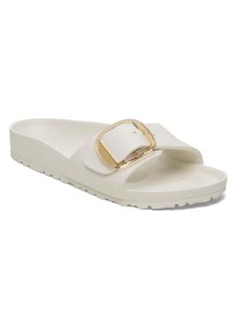Sandálias Birkenstock Madrid Big Buckle branco para mulher.