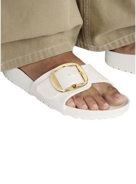 Sandálias Birkenstock Madrid Big Buckle branco para mulher.
