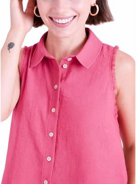 Camisa Naf Naf Desfiada rosa para mulher.
