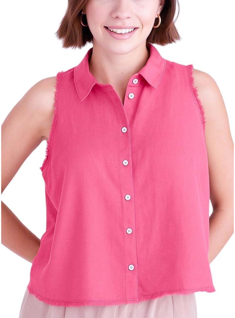 Camisa Naf Naf Desfiada rosa para mulher.