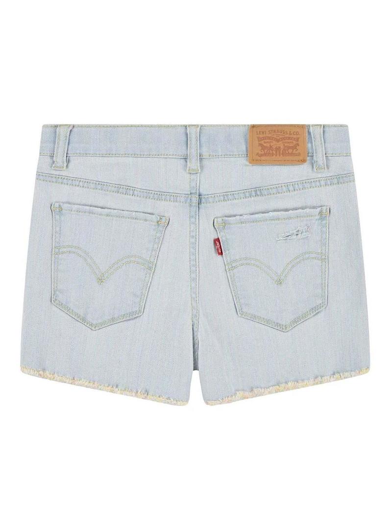 Shorts Levis Rainbow em denim claro para menina.