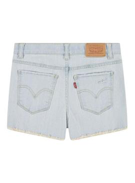 Shorts Levis Rainbow em denim claro para menina.