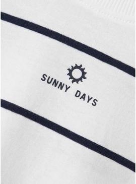 Camiseta Name It Jaben listras branco e marinho criança