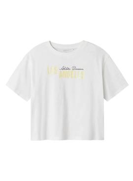 Camiseta Name It Jullas branca para menina.
