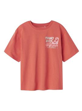 Camiseta Name It Jely coral para menina