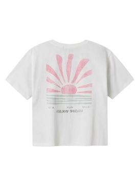 Camiseta Name It Jely branca para menina.