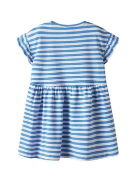 Vestido Name It Joane azul e branco para menina