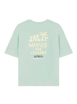 Camiseta O Polvo Ondas Salgadas turquesa para homem