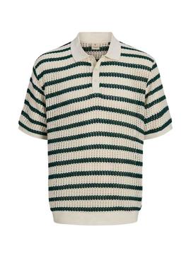 Camisa polo Jack and Jones azul, verde y bege para homem.