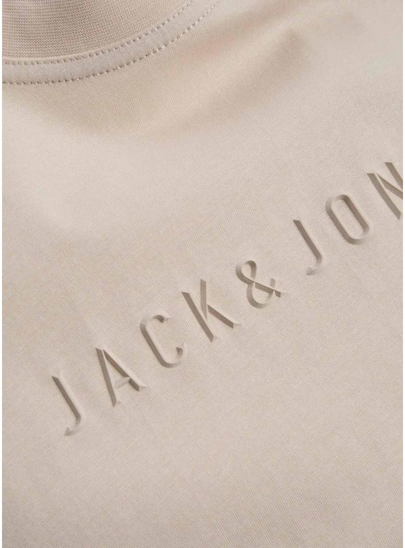 Camiseta Jack and Jones Corecharge bege para homem.