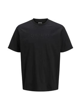 Camiseta Jack and Jones Corecharge preta para homem.