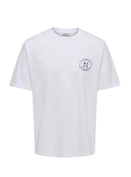 Camiseta Only and Sons Tristan Dia Chuvoso branca para homem