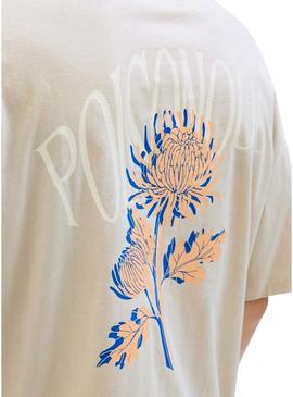 Camiseta Jack and Jones Charge beige para homem.