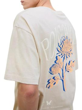 Camiseta Jack and Jones Charge beige para homem.