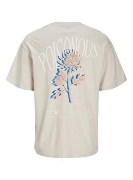 Camiseta Jack and Jones Charge beige para homem.