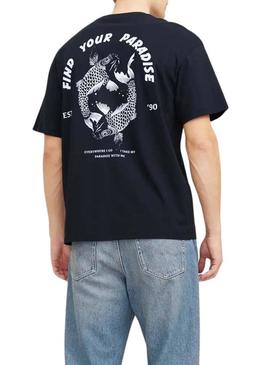 Camiseta Jack and Jones Charge preta para homem.
