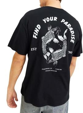 Camiseta Jack and Jones Charge preta para homem.