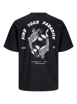 Camiseta Jack and Jones Charge preta para homem.