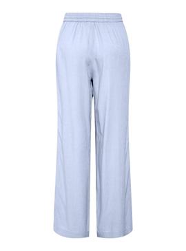 Calça Pieces Pia Wide azul para mulher.