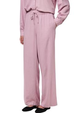 Calça Pieces Pia Wide rosa para mulher