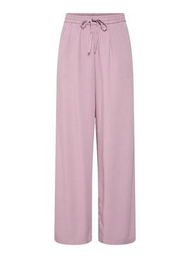 Calça Pieces Pia Wide rosa para mulher