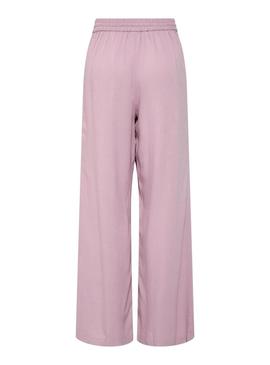 Calça Pieces Pia Wide rosa para mulher