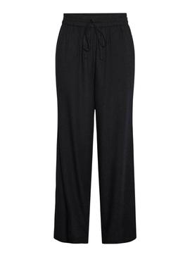 Calça Pieces Pia Wide preta para mulher.