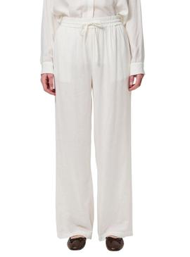 Calças Pieces Pia Wide brancas para mulher