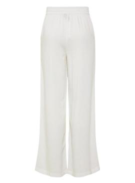 Calças Pieces Pia Wide brancas para mulher