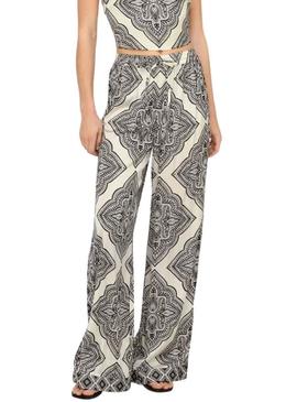 Calça étnica preta e branca Only Hairon para mulher.