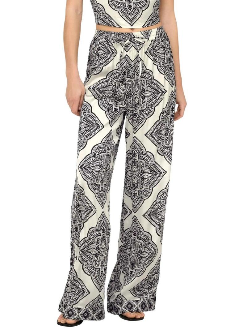 Calça étnica preta e branca Only Hairon para mulher.