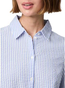 Camisa Pieces Sally azul para mulher.