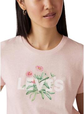 Camiseta Levis The Perfect Tee rosa para mulher.