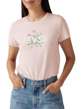 Camiseta Levis The Perfect Tee rosa para mulher.