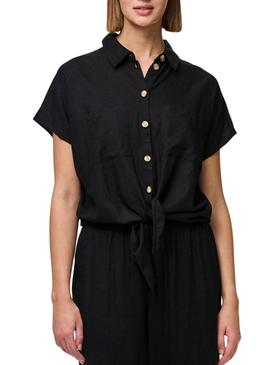 Camisa Pieces Pia preta para mulher.