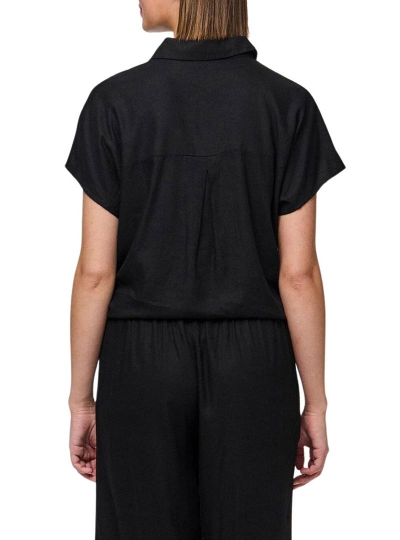 Camisa Pieces Pia preta para mulher.