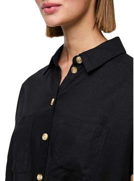 Camisa Pieces Pia preta para mulher.