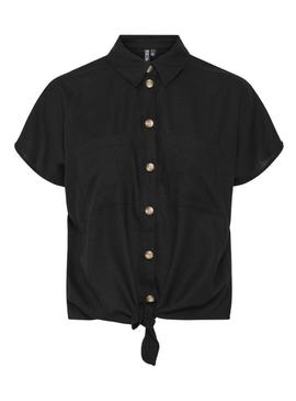 Camisa Pieces Pia preta para mulher.