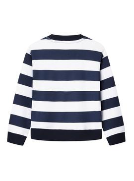 Moletom Pepe Jeans Vania listrado azul e branco para menina