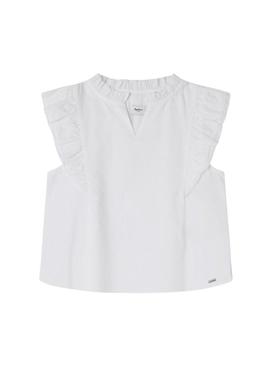 Blusa Pepe Jeans Monica branca para menina